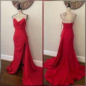 Red formal dress or evening gown